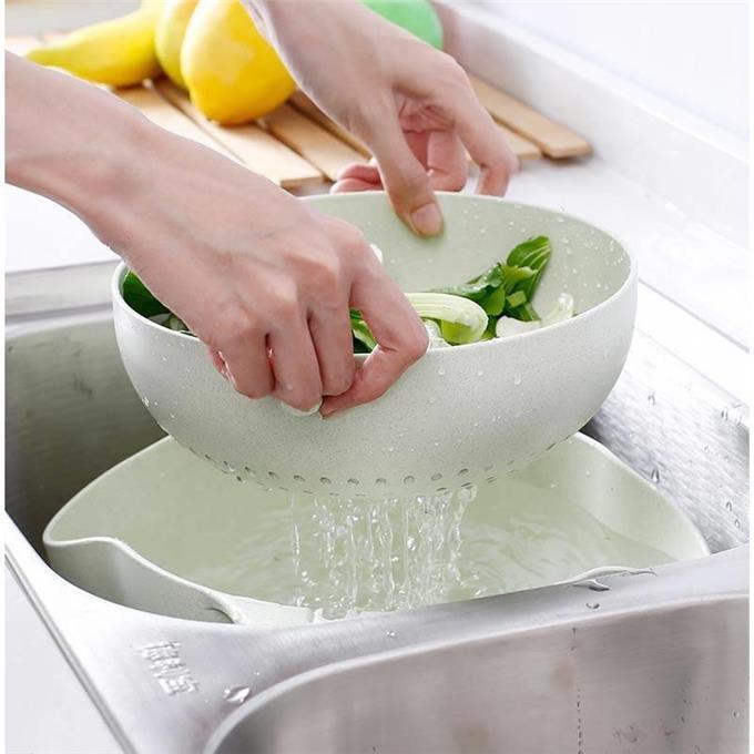 Light green biodegradable colander for eco-friendly kitchen use