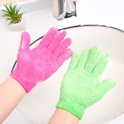 Pink and Green Eco-Friendly Exfoliating Gloves