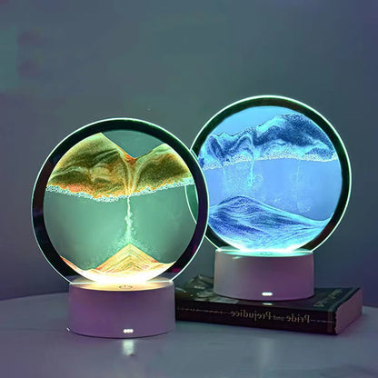 EcoGlow 3D Quicksand Lamp providing sustainable bedside ambiance