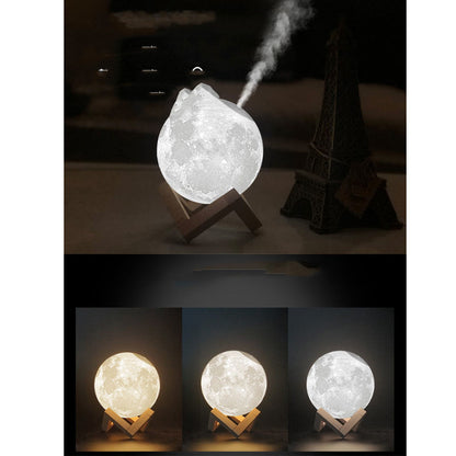 Moon-Shaped Humidifier with Wooden Stand for Aromatherapy