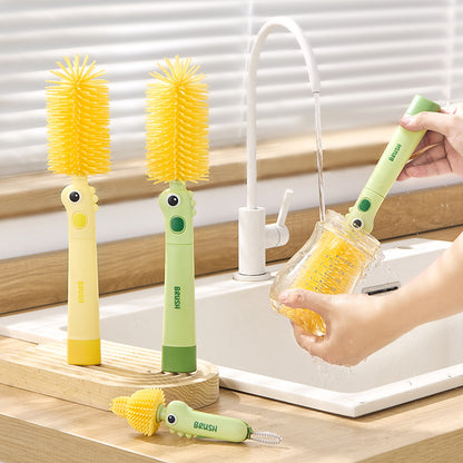 Eco-Friendly Silicone Bottle Cleaning Brushes in Yellow and Green