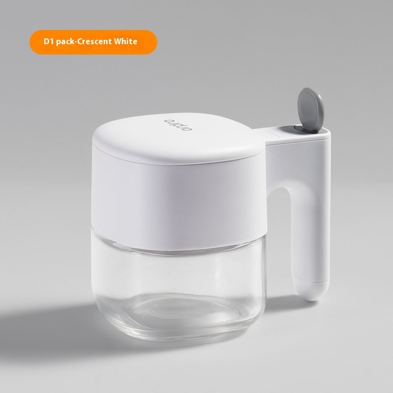 Self-Opening Seasoning Jar With Tray (White / Cream)