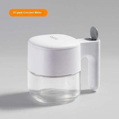 Self-Opening Seasoning Jar With Tray (White / Cream)