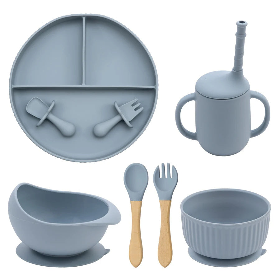 Eco-Friendly Pink Silicone Baby Feeding Plate Set