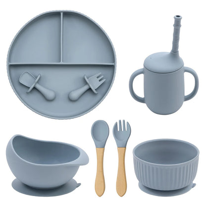 Eco-Friendly Pink Silicone Baby Feeding Plate Set