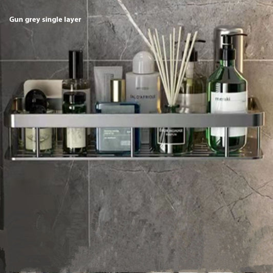 Wall Mounted Bathroom Storage Shelf (Gun Grey Single Layer)