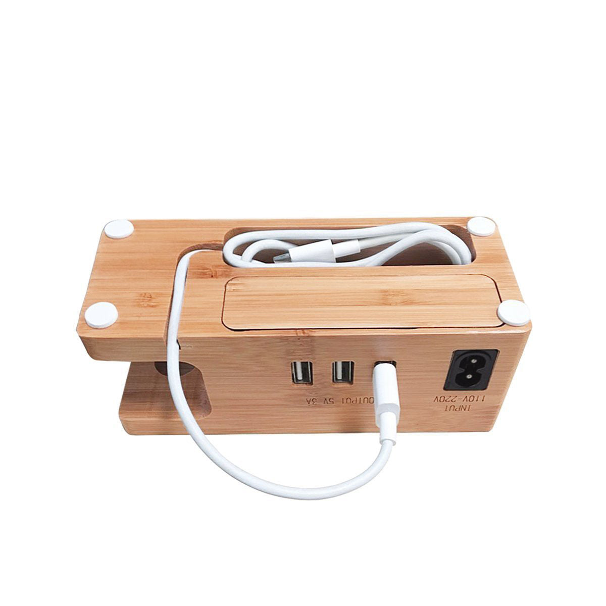 Bamboo Multi-Device Charging Station - Eco-Friendly Desk Organizer