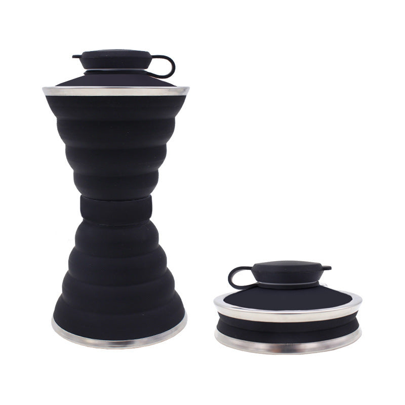 Light Blue Collapsible Silicone Water Bottle - Eco-Friendly & Space-Saving