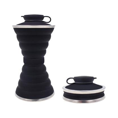 Light Blue Collapsible Silicone Water Bottle - Eco-Friendly & Space-Saving