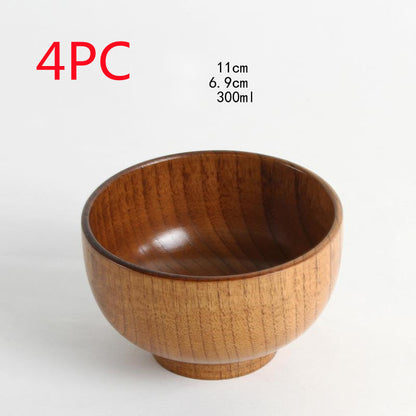 Eco-Friendly Wooden Bowls and Cup Set - Natural, Stackable, Biodegradable