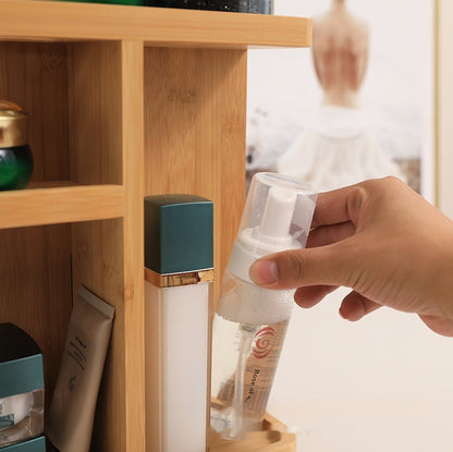 Bamboo Rotating Bathroom Organizer - Eco-Friendly Space Saver