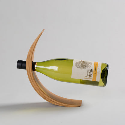 Eco-Friendly Balancing Wine Bottle Holder - Natural Wood Tone