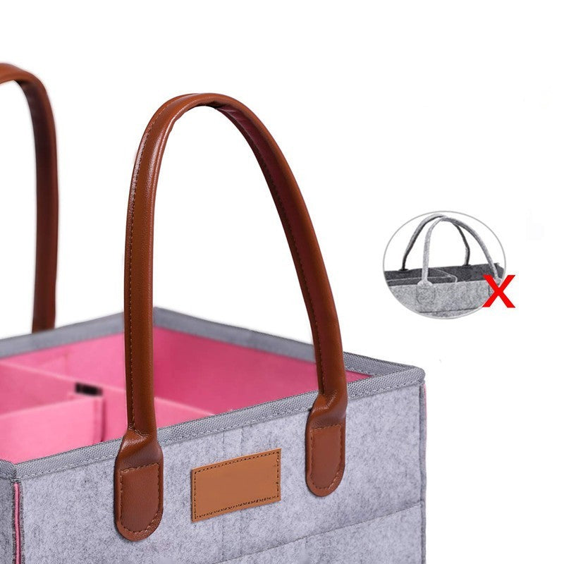 Eco-Friendly Felt Storage Bag - Stylish Organizer in Gray & Pink