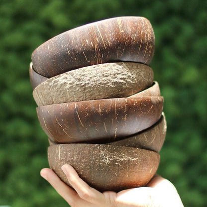 Eco-Friendly Coconut Shell Rice Bowls - Sustainable Biodegradable Dinnerware Set