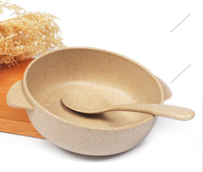 Eco-Friendly Biodegradable Rice Bowl and Spoon Set