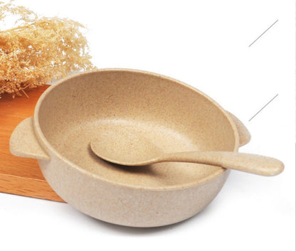 Eco-Friendly Biodegradable Rice Bowl and Spoon Set