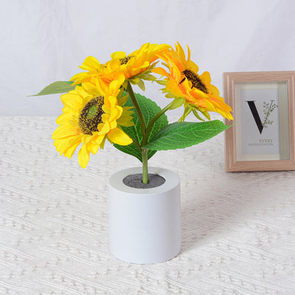 Eco-Friendly LED Flower Lamp with Yellow Blooms