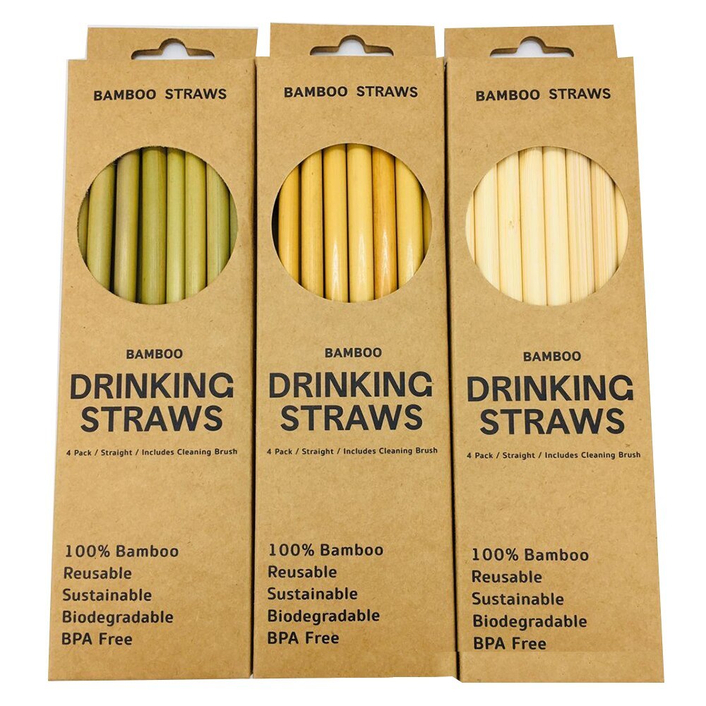 Eco-Friendly Bamboo Drinking Straws in Natural Shades