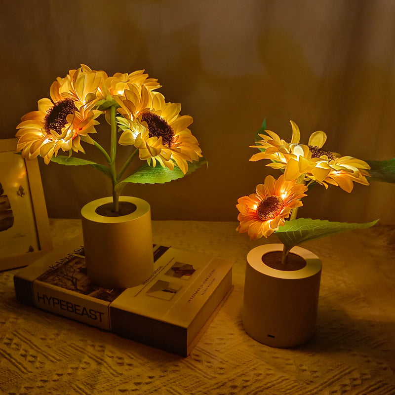 Eco-Friendly LED Flower Lamp with Yellow Blooms