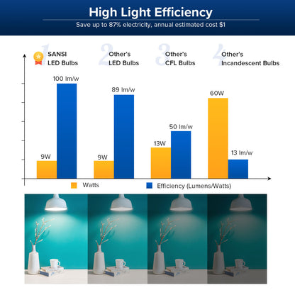 Eco-Friendly 60W Equivalent LED A15 Light Bulbs - 900 Lumens