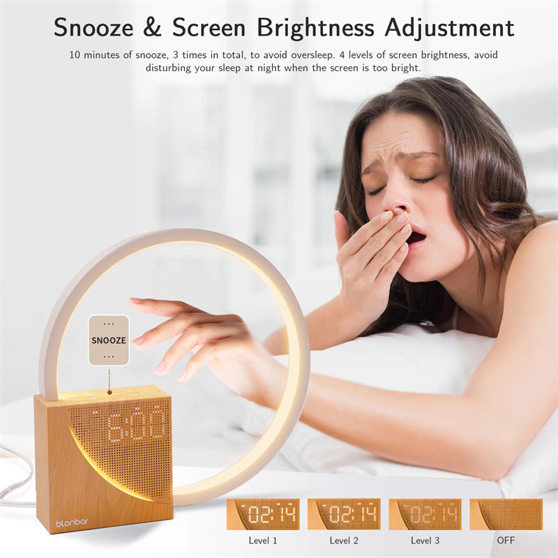 Smart Bedside Touch Lamp with Alarm Clock & Natural Sounds – 3-Level Brightness, Wake-Up Light, Home & Desk Lamp