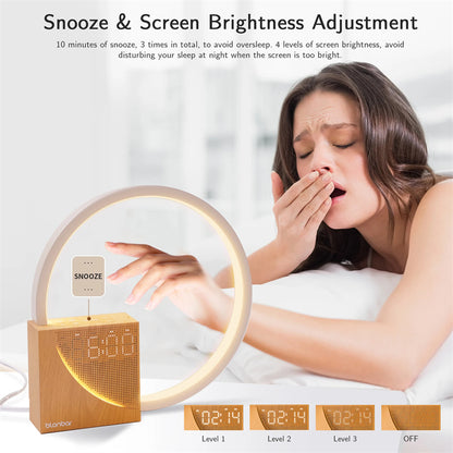 Smart Bedside Touch Lamp with Alarm Clock & Natural Sounds – 3-Level Brightness, Wake-Up Light, Home & Desk Lamp