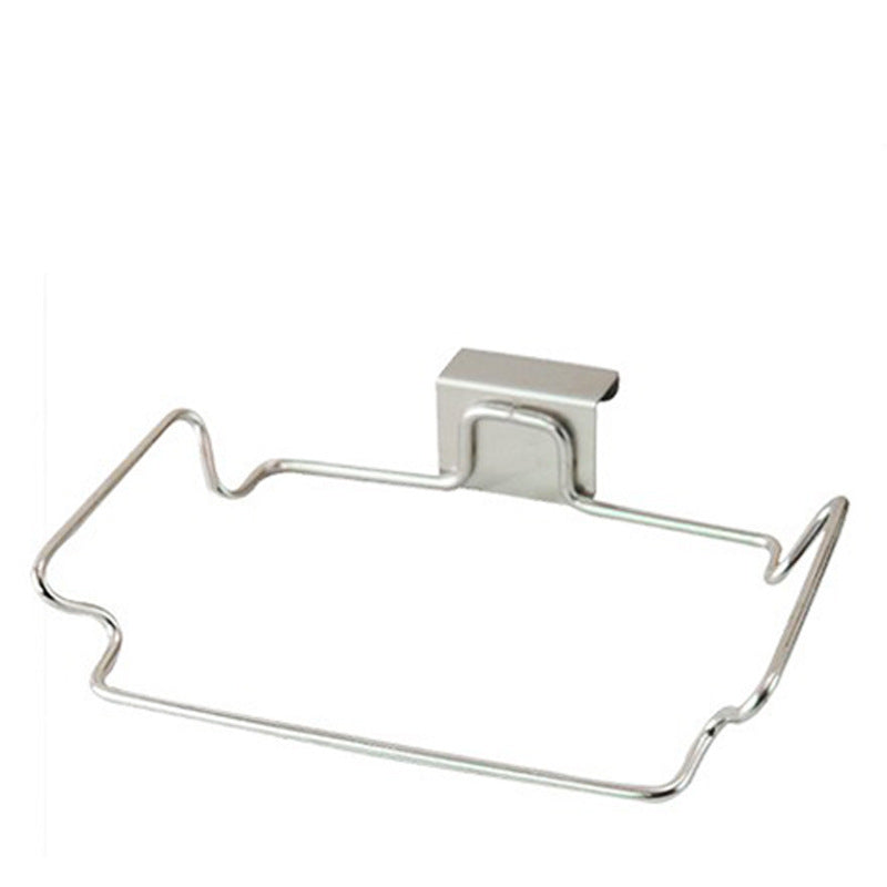 Stainless Steel Kitchen Hanging Trash Bag Rack – Silver & Black