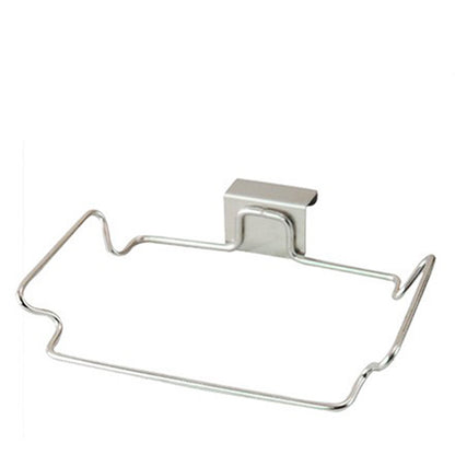 Stainless Steel Kitchen Hanging Trash Bag Rack – Silver & Black