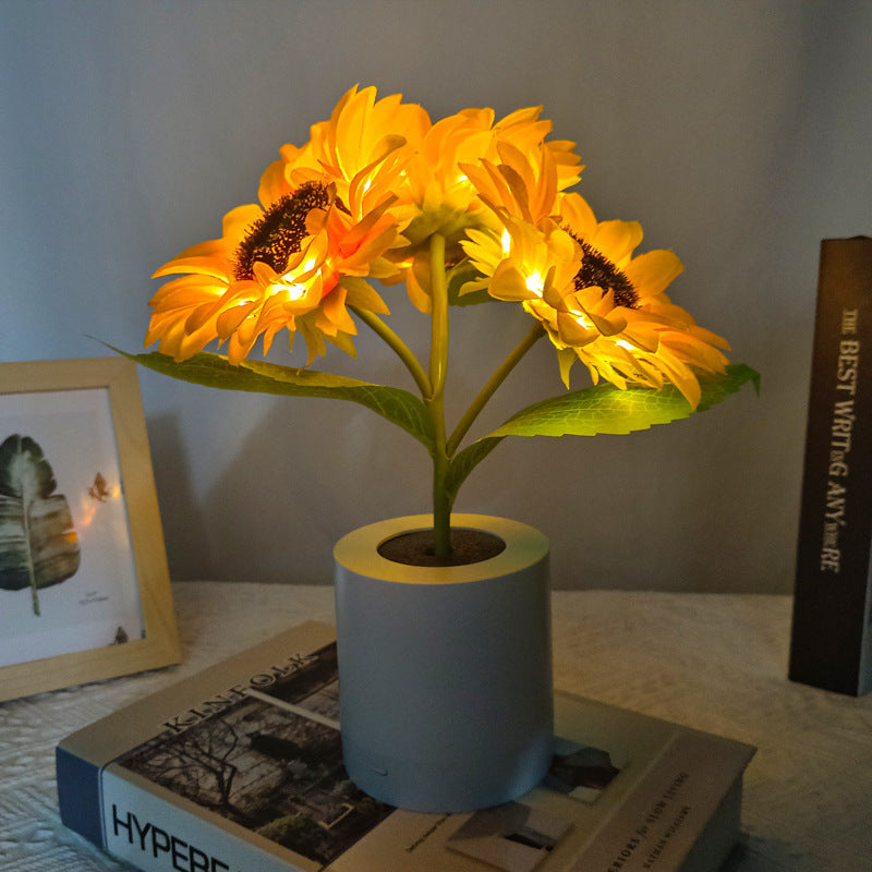 Eco-Friendly LED Flower Lamp with Yellow Blooms