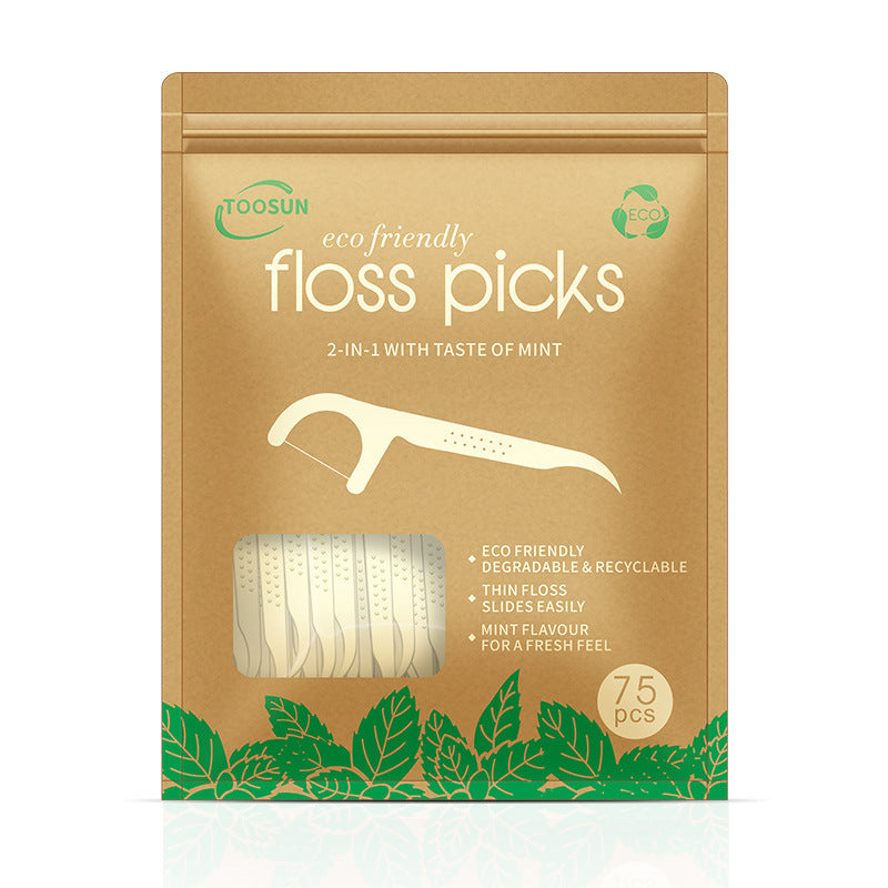 Eco-Friendly Mint Floss Picks - Biodegradable & Plastic-Free Oral Care
