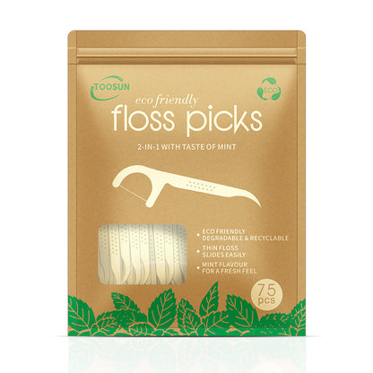Eco-Friendly Mint Floss Picks - Biodegradable & Plastic-Free Oral Care