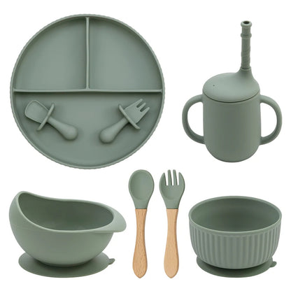 Eco-Friendly Pink Silicone Baby Feeding Plate Set