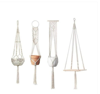 Natural off-white macramé plant hangers made from cotton