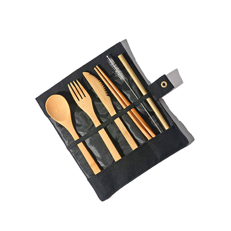Eco-Friendly Bamboo Reusable Cutlery Set with Portable Pouch