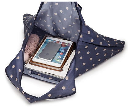 Eco-Friendly Reusable Shopping Bags - Blue Polka Dots & Cat Pattern