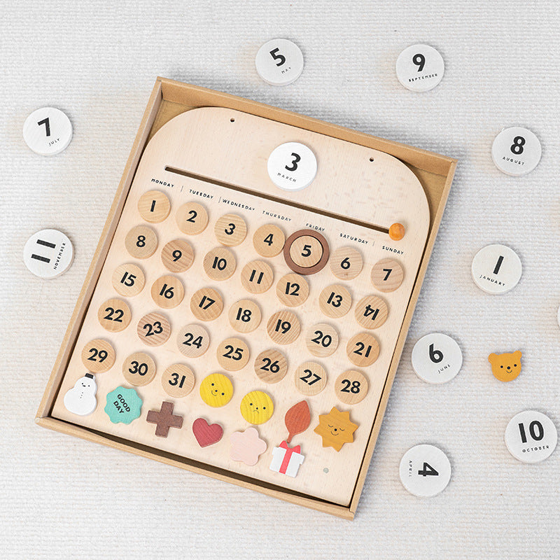 Eco-Friendly Wooden Calendar for Kids' Learning