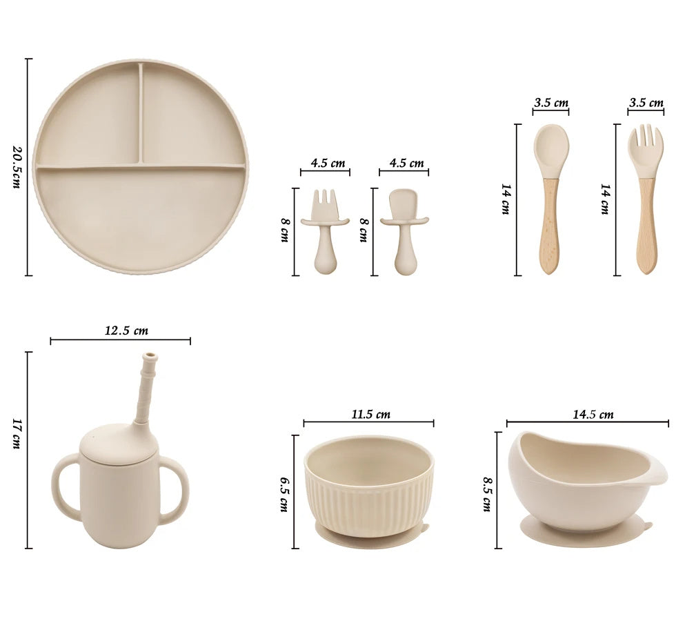 Eco-Friendly Pink Silicone Baby Feeding Plate Set