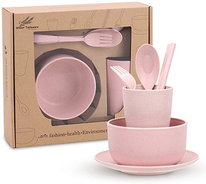 Eco-Friendly Biodegradable Dinnerware Set - Pink & Green Options