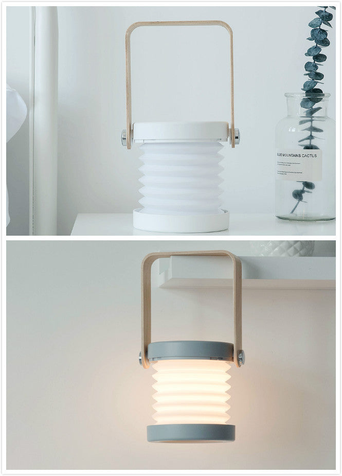 Eco-Friendly Portable Lantern with Wooden Accents
