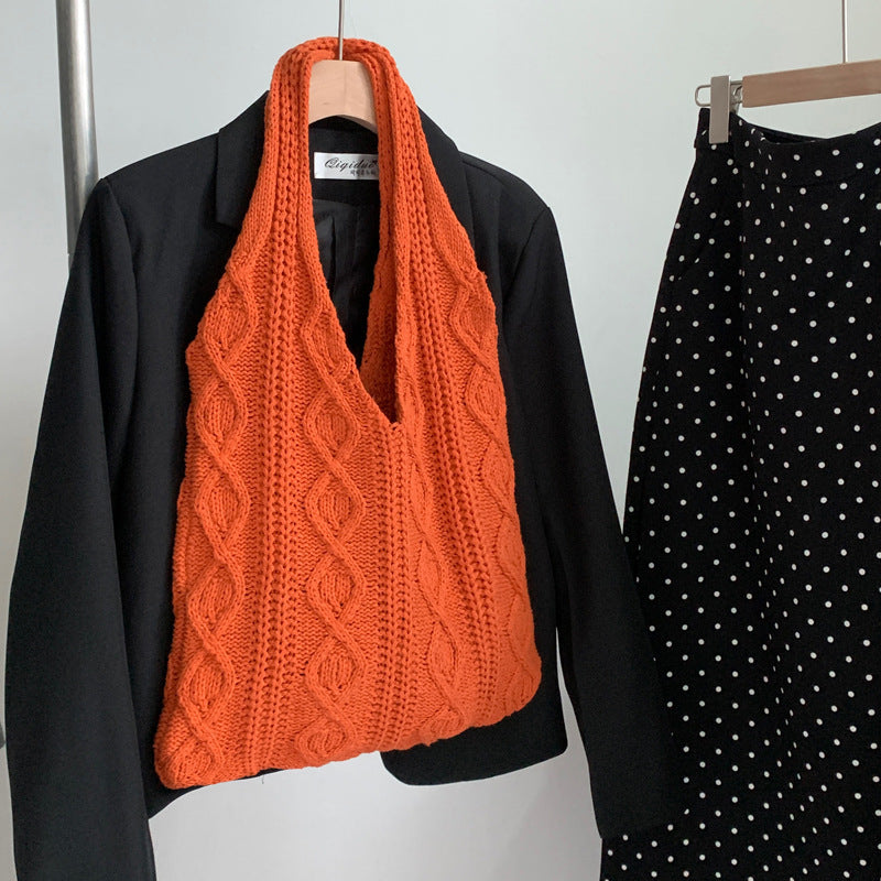 Eco-Chic Retro Knitted Tote Bag