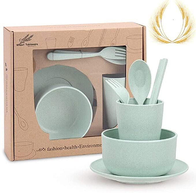 Eco-Friendly Biodegradable Dinnerware Set - Pink & Green Options