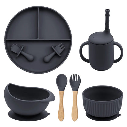 Eco-Friendly Pink Silicone Baby Feeding Plate Set