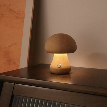 Eco-Friendly Wooden Mushroom Table Lamp