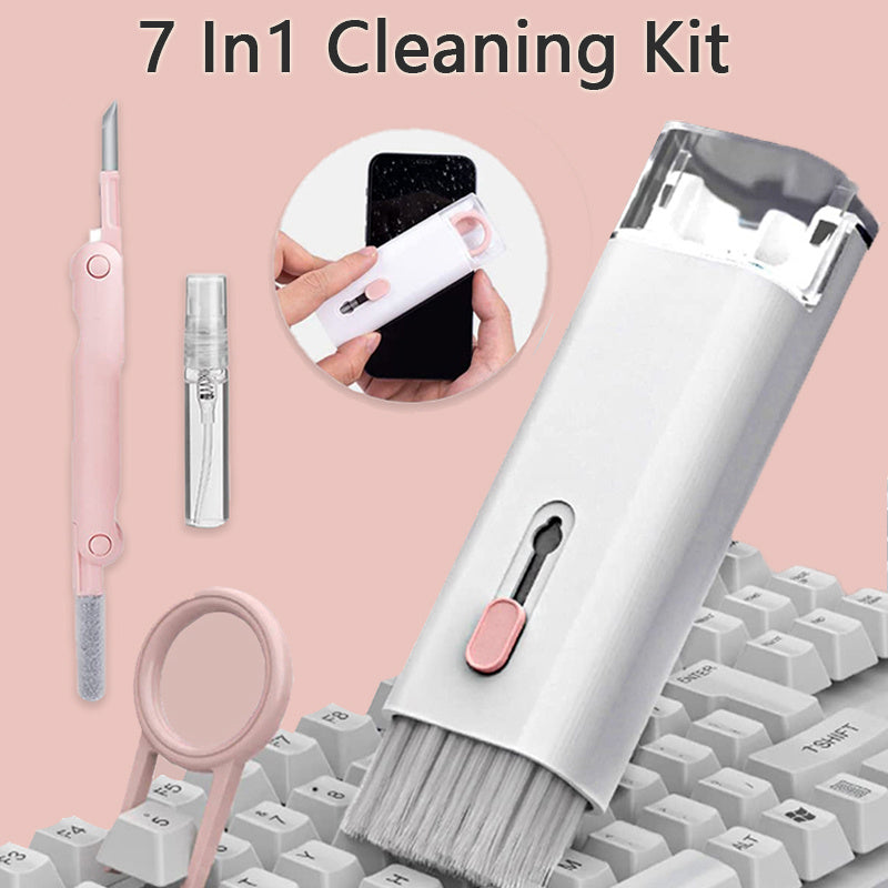 7 In 1 Multi-Functional Cleaning Kit in White and Pink