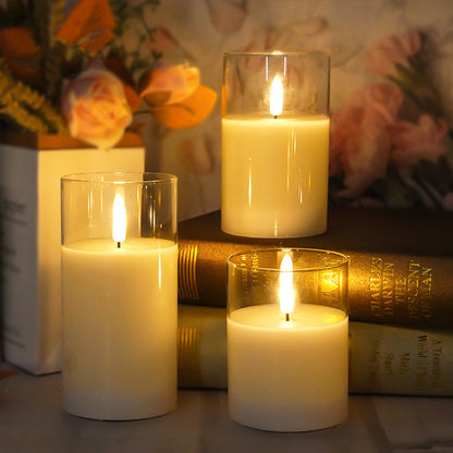 Rechargeable 3D Flame LED Candle (7.5 × 10 cm) – Realistic Glass Flame Effect