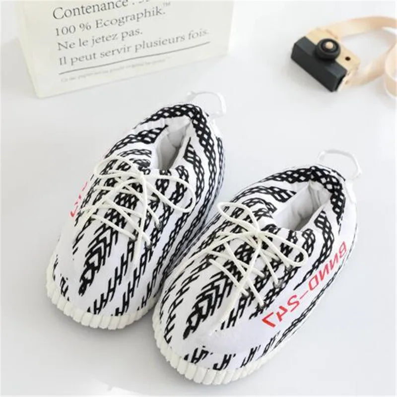 Women's Men Winter Cotton Shoes Cute Cartoon Animal Warm Home Plush Shoes Woman Male Foam Sneakers Bread Fat Slippers Size 36-44