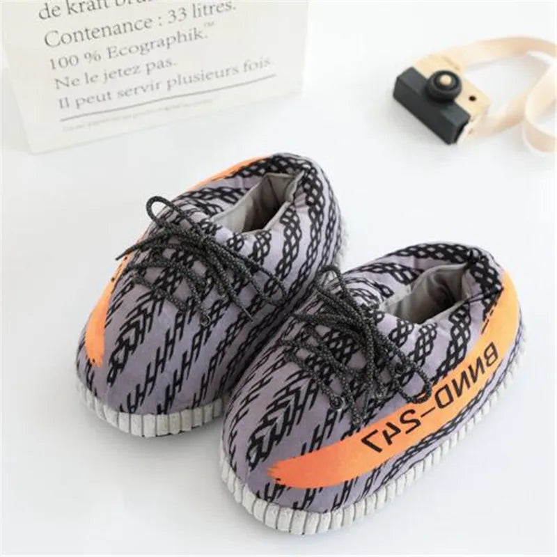 Women's Men Winter Cotton Shoes Cute Cartoon Animal Warm Home Plush Shoes Woman Male Foam Sneakers Bread Fat Slippers Size 36-44