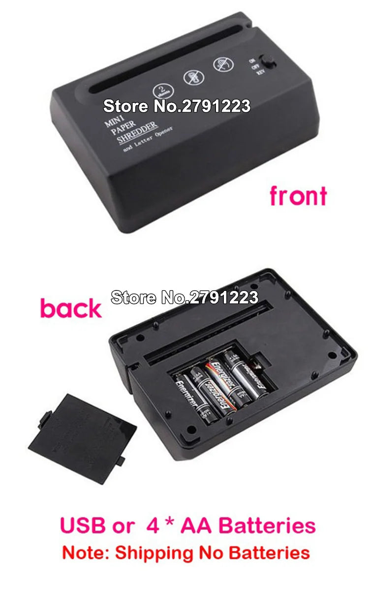 Portable Mini Paper Shredder Electric USB Battery Operated Shredder Documents Paper Cutting Tool for Home Office