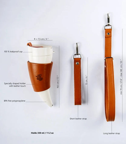 Creative Goat Horns Coffee Mug Cup Stainless Steel Vacuum Cup Thermos Flask Halloween Bar Lower Gift Tea Cups Water Bottle /Rope