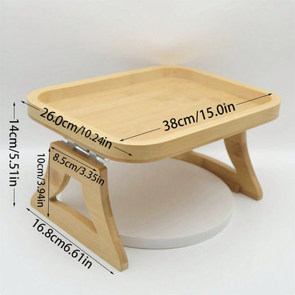 Bamboo Sofa Armrest Tray Table - Eco-Friendly, Durable, Multi-Use